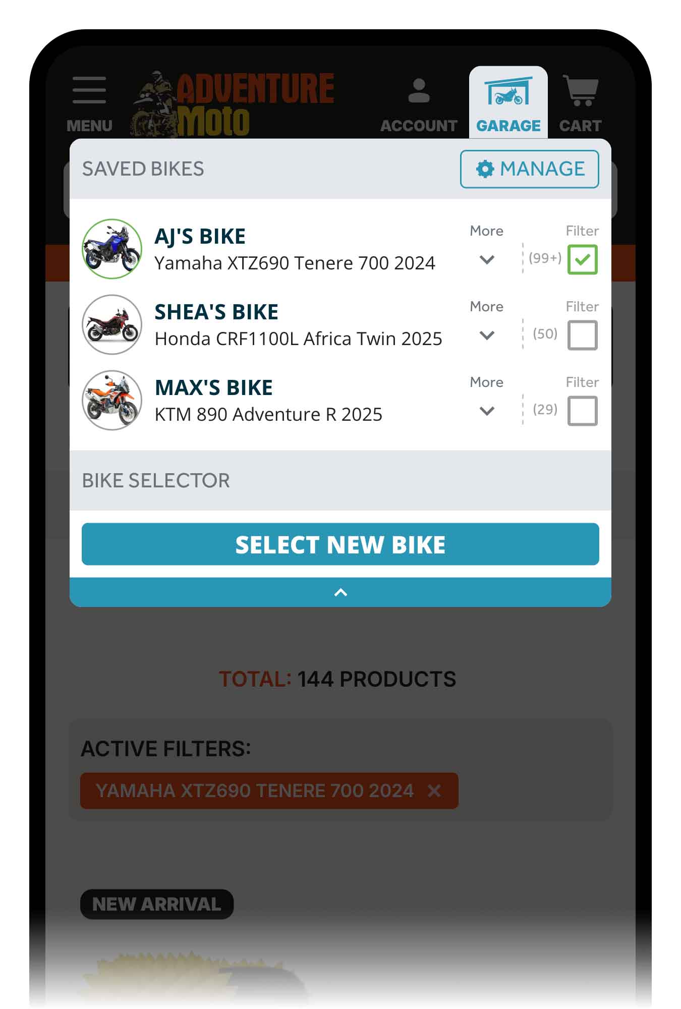 Filter by bike